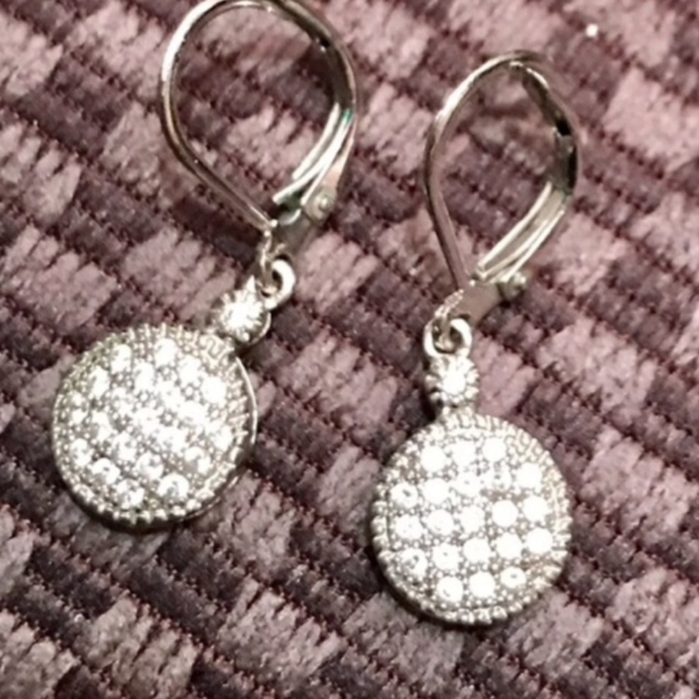 Silver Pave Crystal Drop Earrings